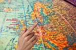 map, globe, world map, world, earth, plan, show, finger, hand, vacations, to travel, goal, trip, round, continent, countries, open, explore, new, multicultural, discover, people, evening expensive, abroad, abroad, abroad, abroad, abroad, abroad